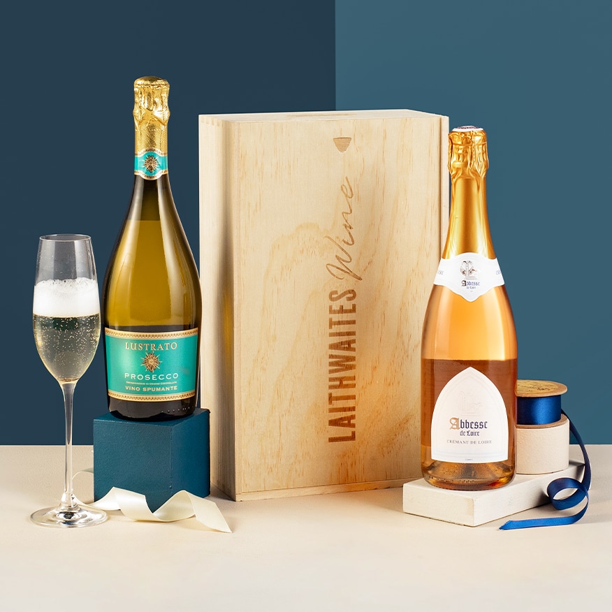 Sparkling Wine Gift Duo In Wood 