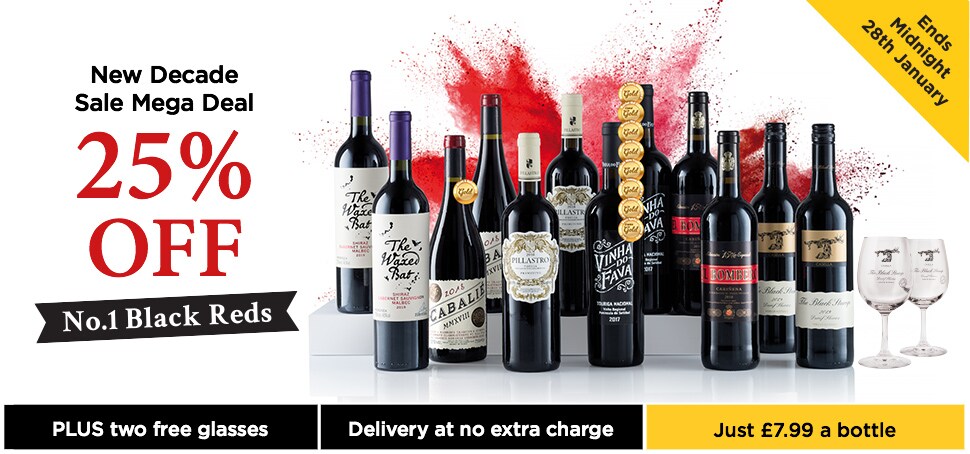 New Decade sale Mega Deal 25% OFF no.1 Black Reds. Free wines Glasses and Free Standard delivery