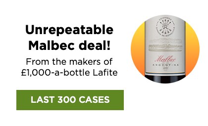 Unrepeatable Malbec deal! From the makers of £1,000-a-bottle Lafite - LAST 300 CASES