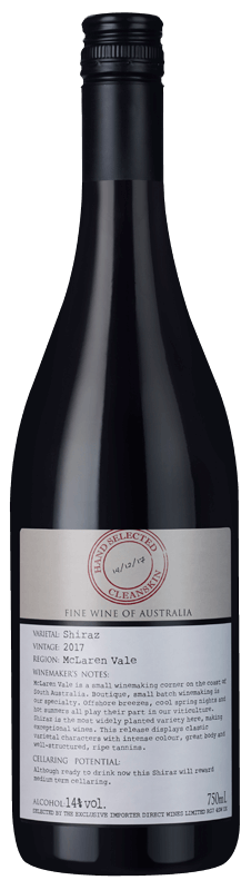 Cleanskin McLaren Vale Shiraz 2017