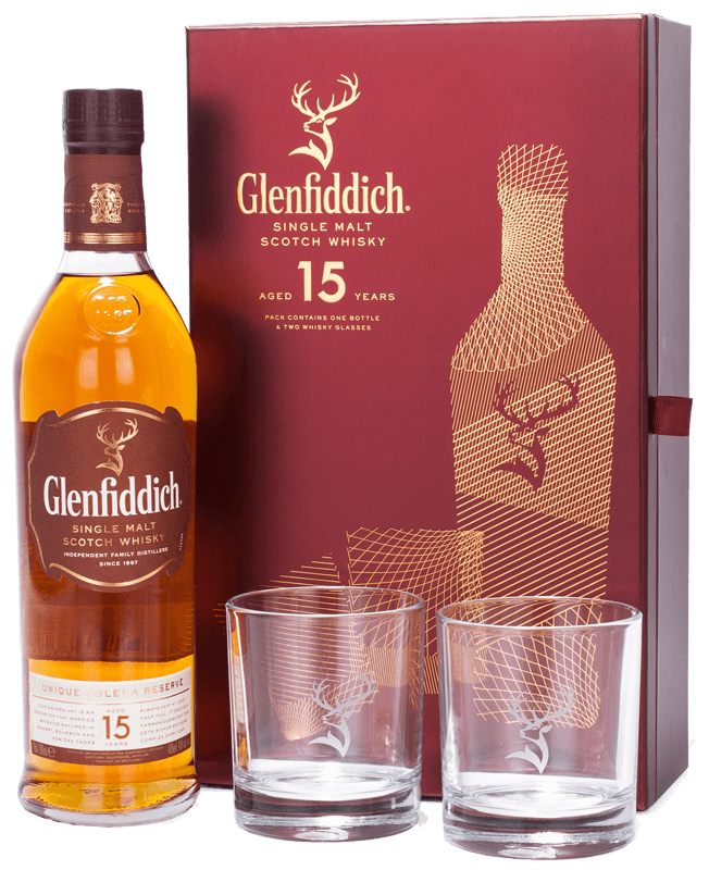 Glenfiddich 15 year-old Solera Whisky Glass pack (70cl) Glenfiddich 15 year-old Solera Whisky Glass pack (70cl)