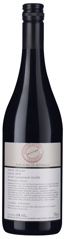 Cleanskin Langhorne Creek Shiraz 2018