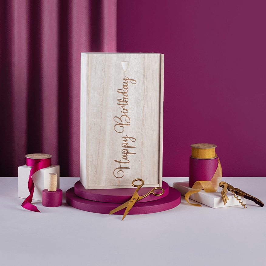 Happy Birthday 2 Bottle Wooden Box