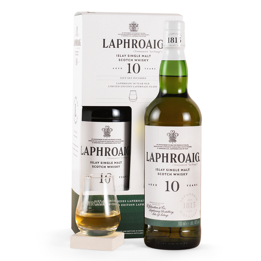 Laphroaig 10-Year-Old Islay Single Malt Whisky with Limited Edition Glass (70cl) Laphroaig 10-Year-Old Islay Single Malt Whisky with Limited Edition Glass (70cl)