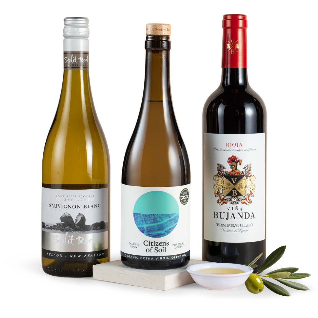 Mixed Wine Duo with Premium Greek Olive Oil Gift Set Mixed Wine Duo with Premium Greek Olive Oil Gift Set