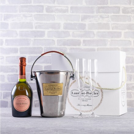 Laurent-Perrier Rosé Champagne, Flutes & Ice Bucket Gift