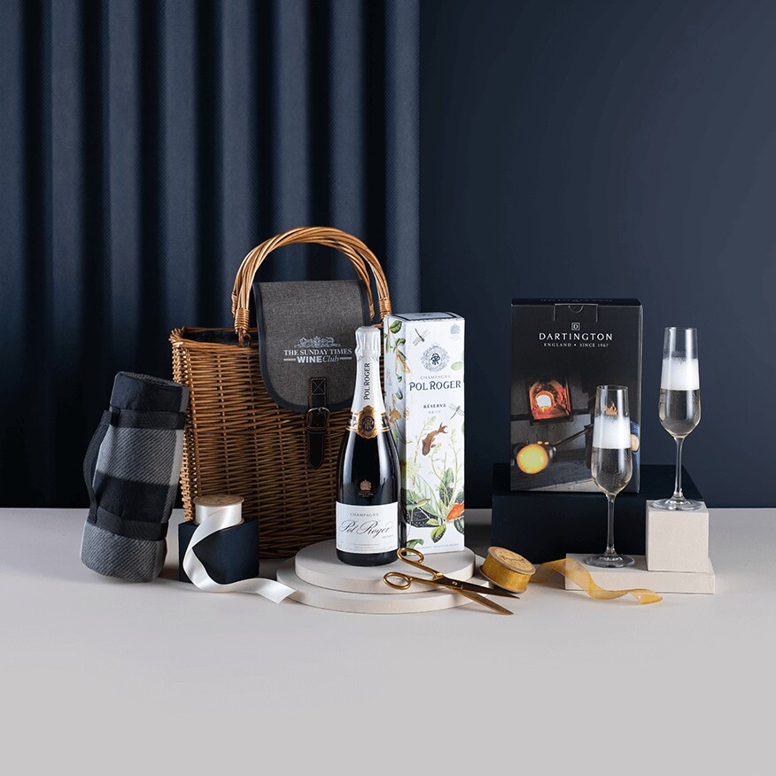 Pol Roger Champagne and Picnic Basket Gift Set 