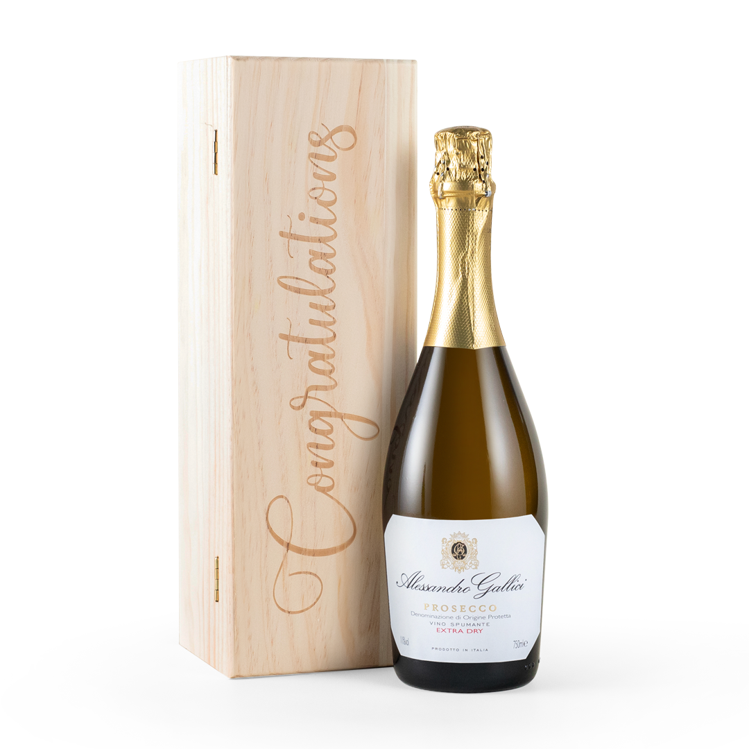 Congratulations Prosecco in Wooden Gift Box 