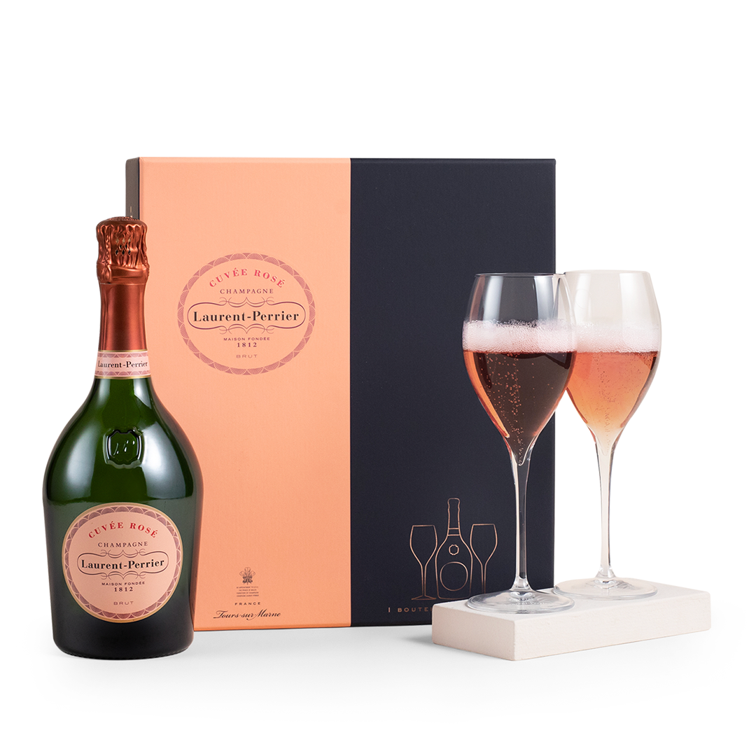 Champagne Laurent-Perrier Cuvée Rosé Brut & Two Flute Glasses Gift Set