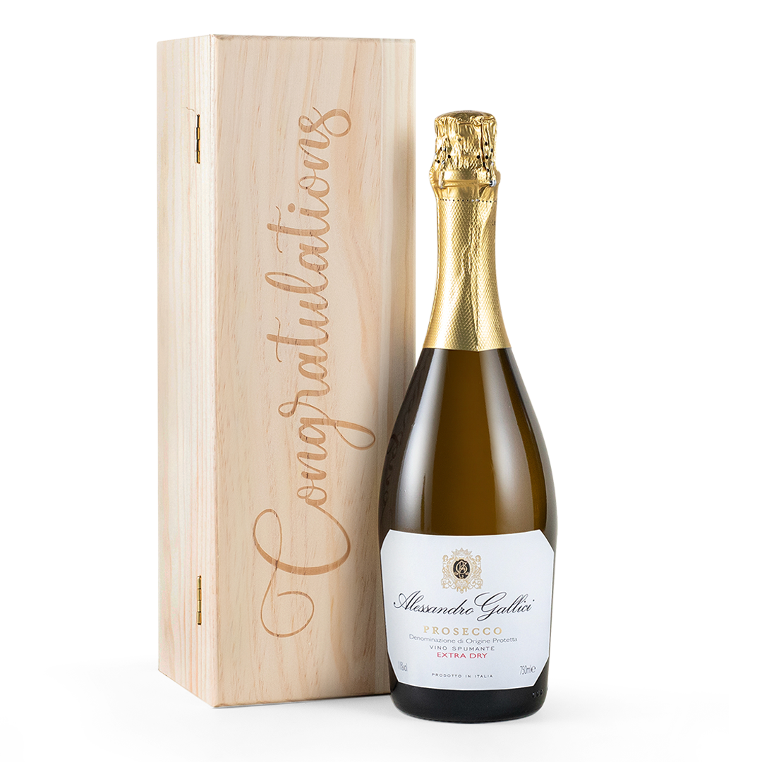 Congratulations Prosecco In Wooden Gift Box