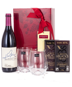Dark Chocolate Malbec & Glasses Gift Set 