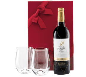 Fine Spanish red & Dartington Glasses Gift Set 